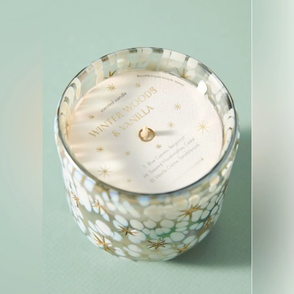 NEW IN BOX Anthropologie Festive Woody Winter Woods & Vanilla Candle